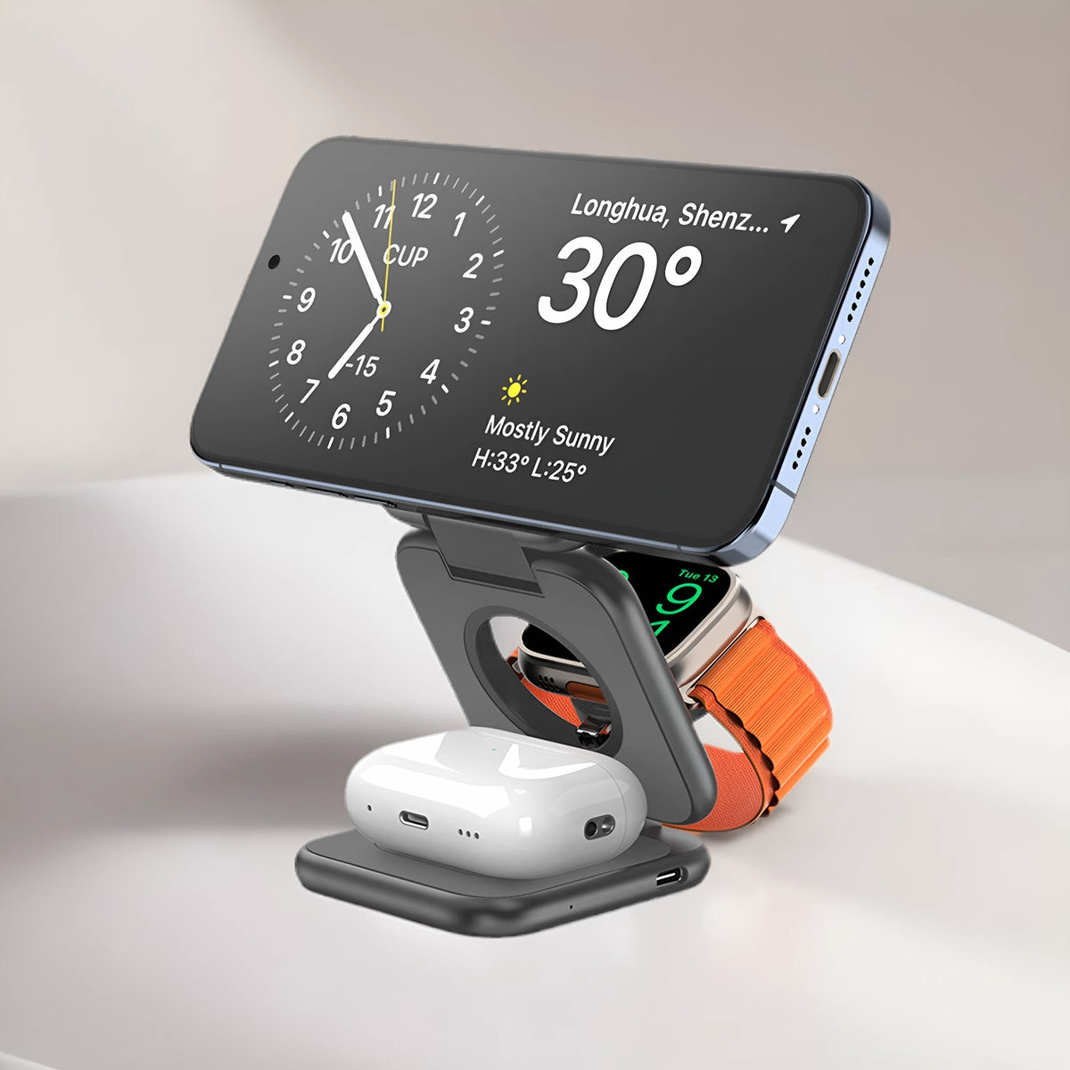 Casque de montre mobile Chargeur magnétique pliant 3 en un sans fil