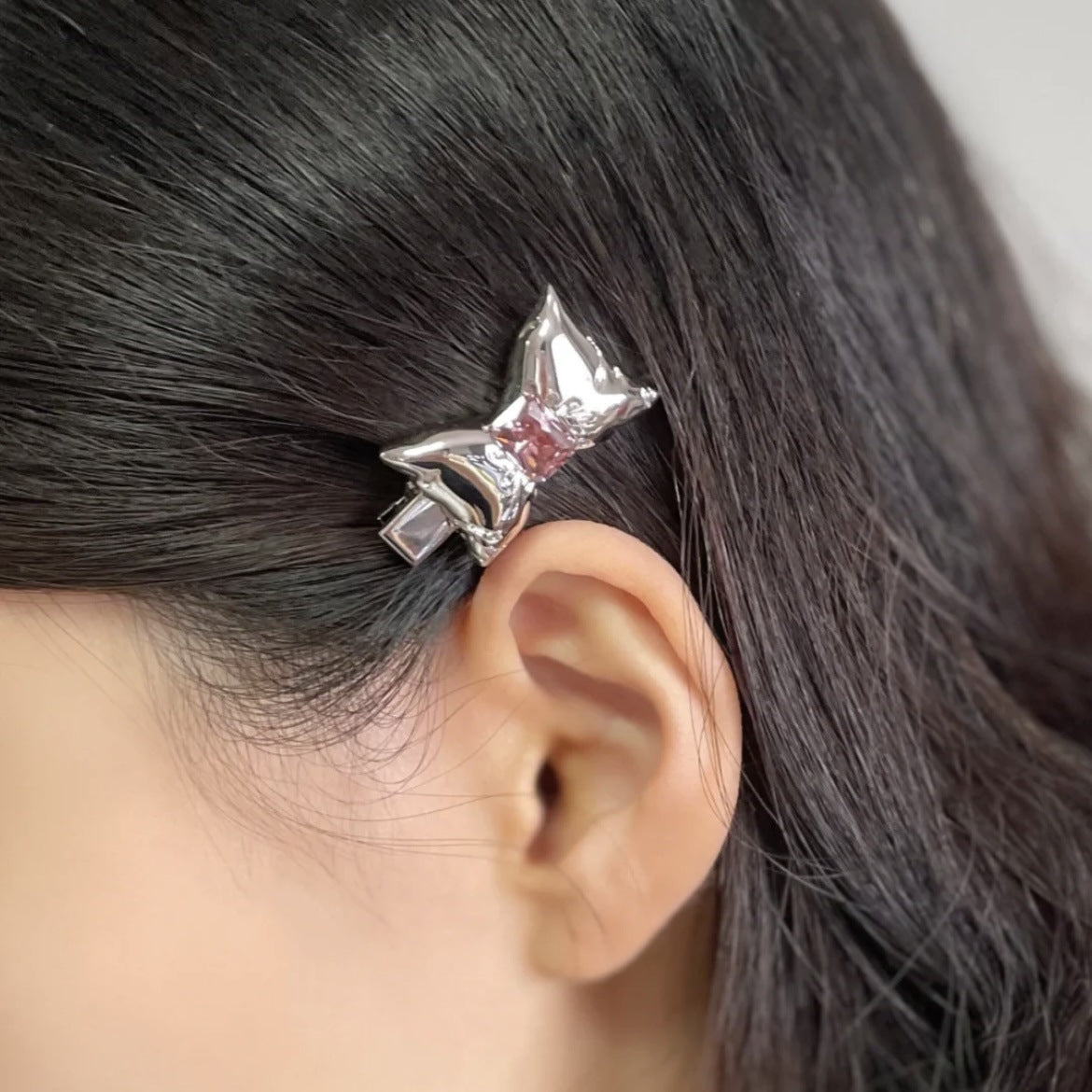 Daydream Series Petit Oreiller Bowknot Set Diamond Metal Hairpin