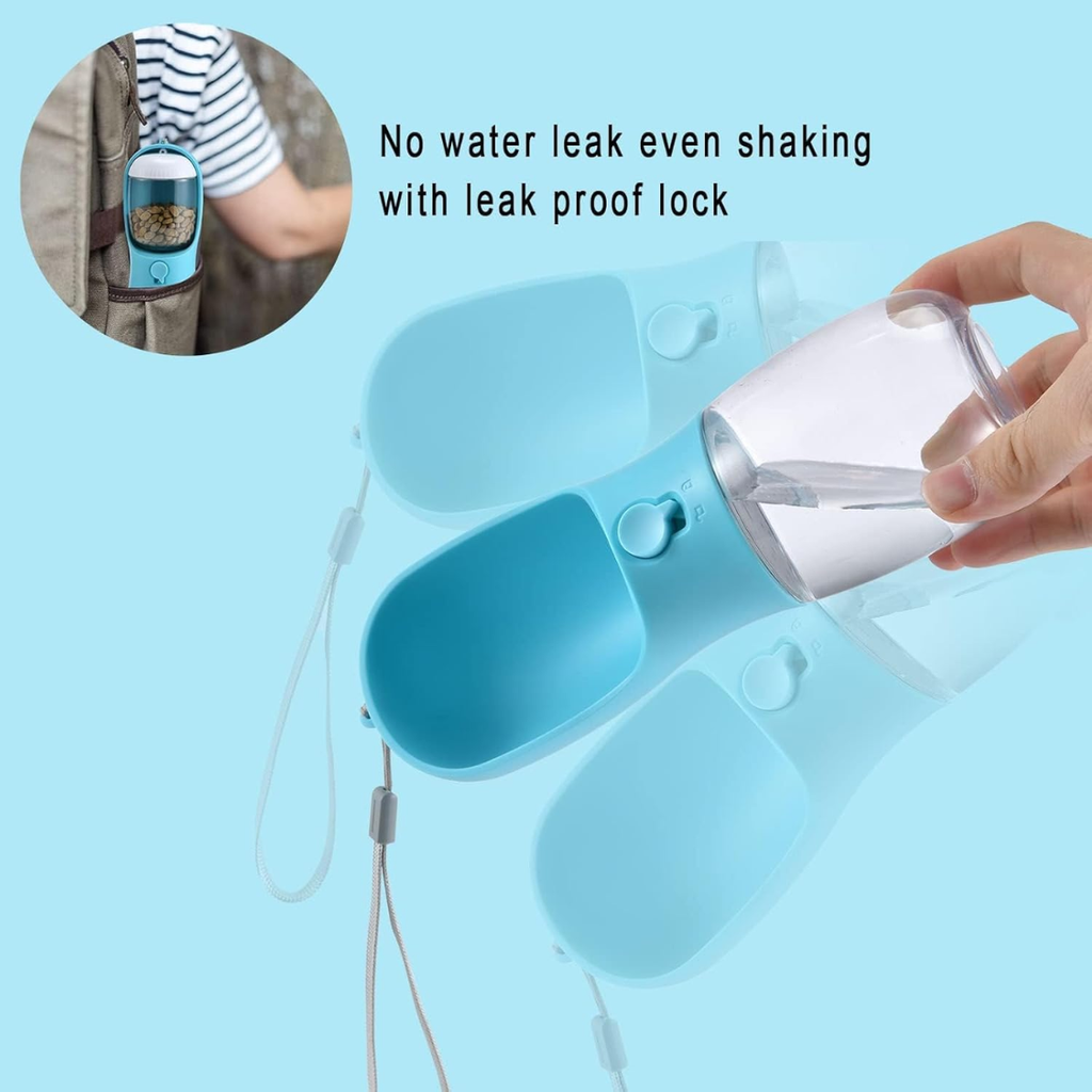 Travel Dog Water Bottle with Kibble Compartment