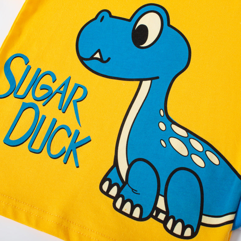 Caricature T-shirt en trois dimensions Dinosaur Boys Caricature coréenne d'été