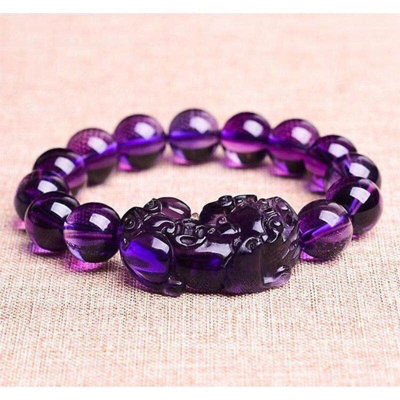 Diffusion en direct populaire Améthyst Pixiu Bracelet Améthyst Perles Bracelet pour attirer la richesse