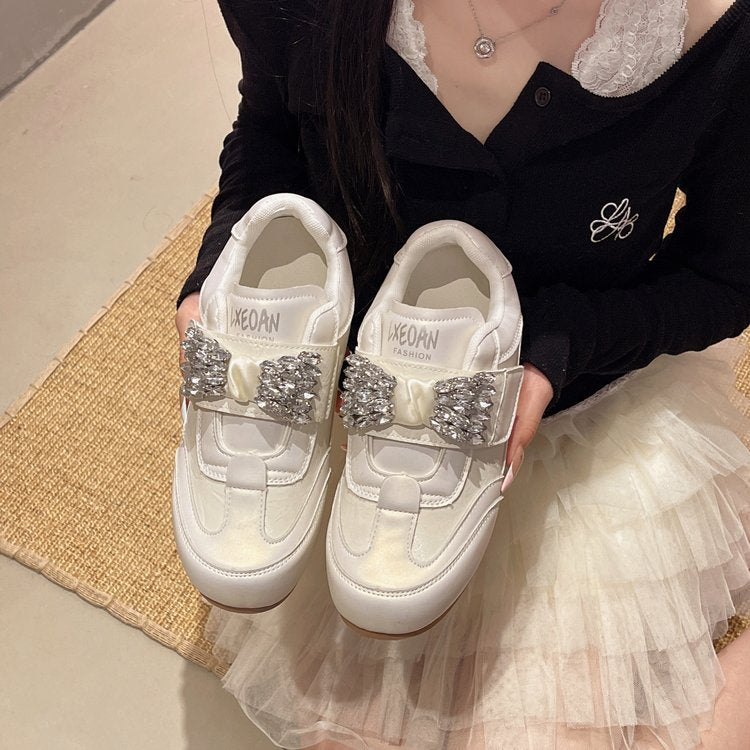 Femmes Coréenne Mode Strass Allemand Chaussures de formation Printemps Confortable Toe Rond Lightwe
