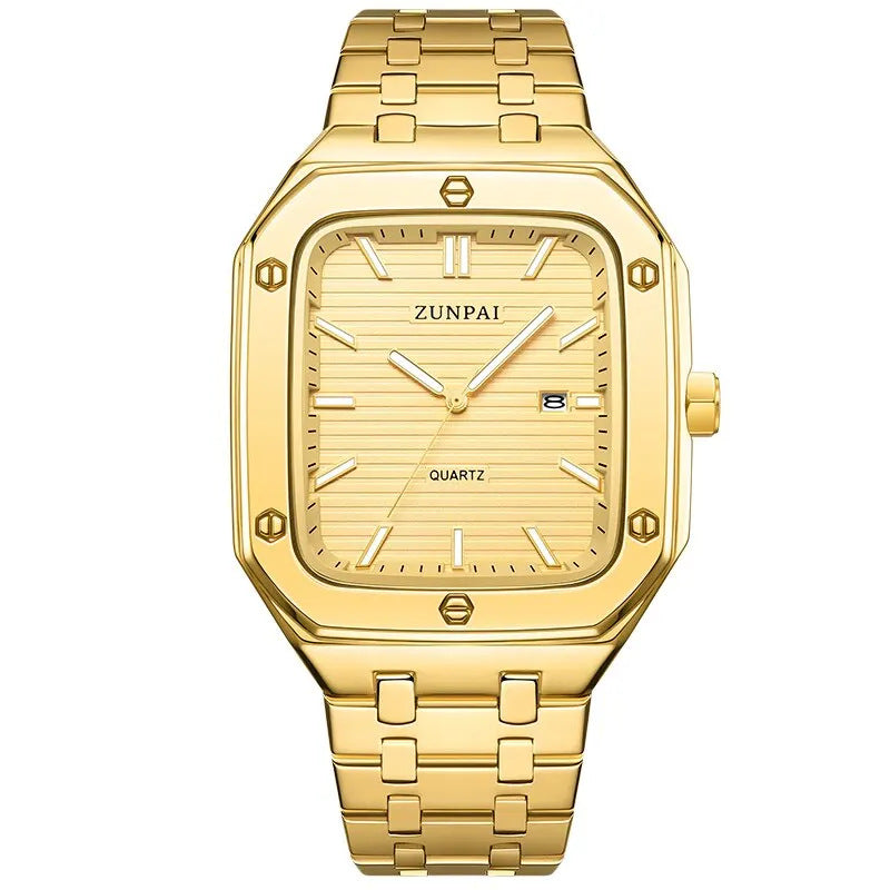 Montre carrée en acier inoxydable élégant pour hommes