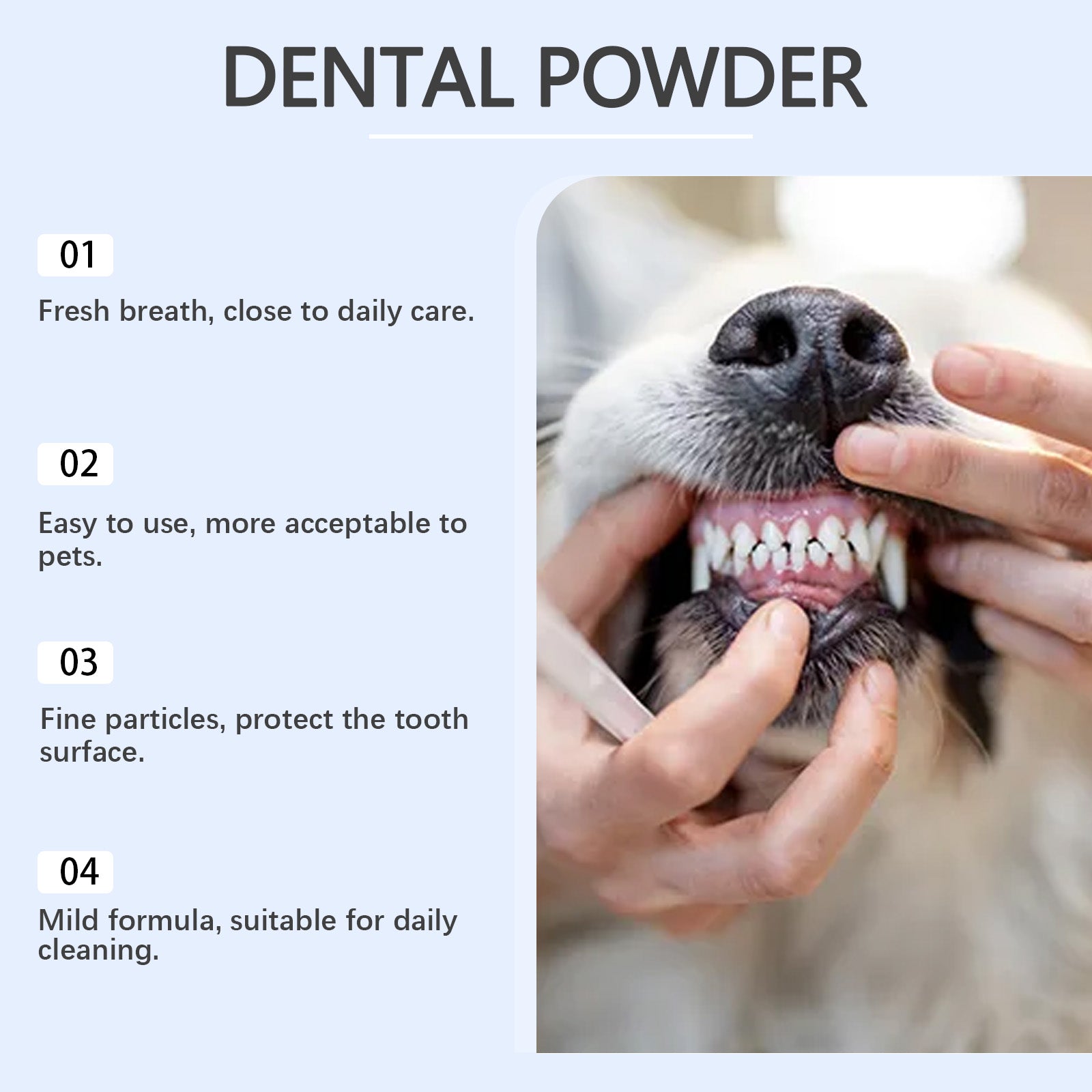 Poudre de nettoyage de dents de chat et de chien