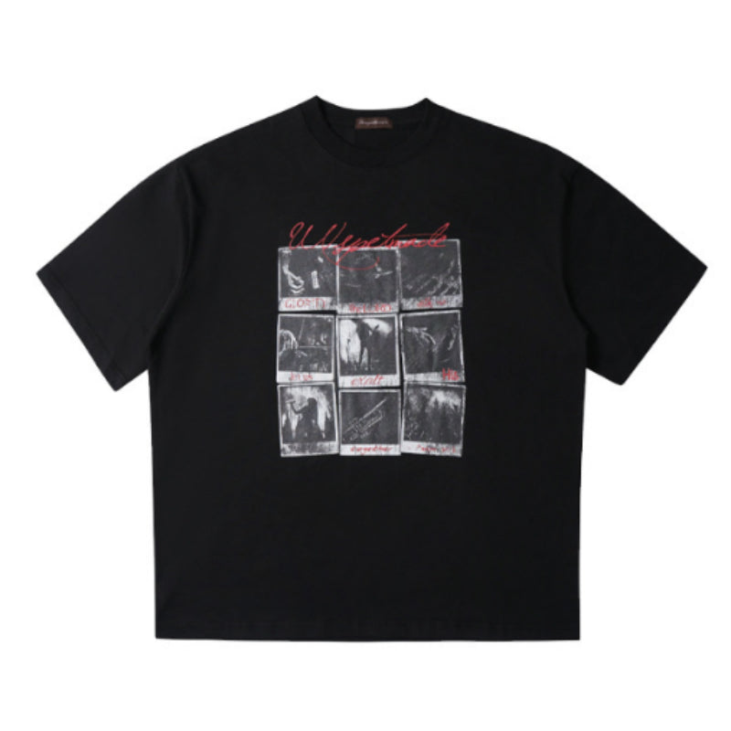 T-Shirt à manches courtes personnalisé à impression à neuf manches courtes Hommes Encolure décontractée en haut