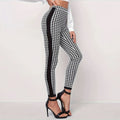 Pantalon imprimé Black Striped Patchwork Slim-fit Haute portée