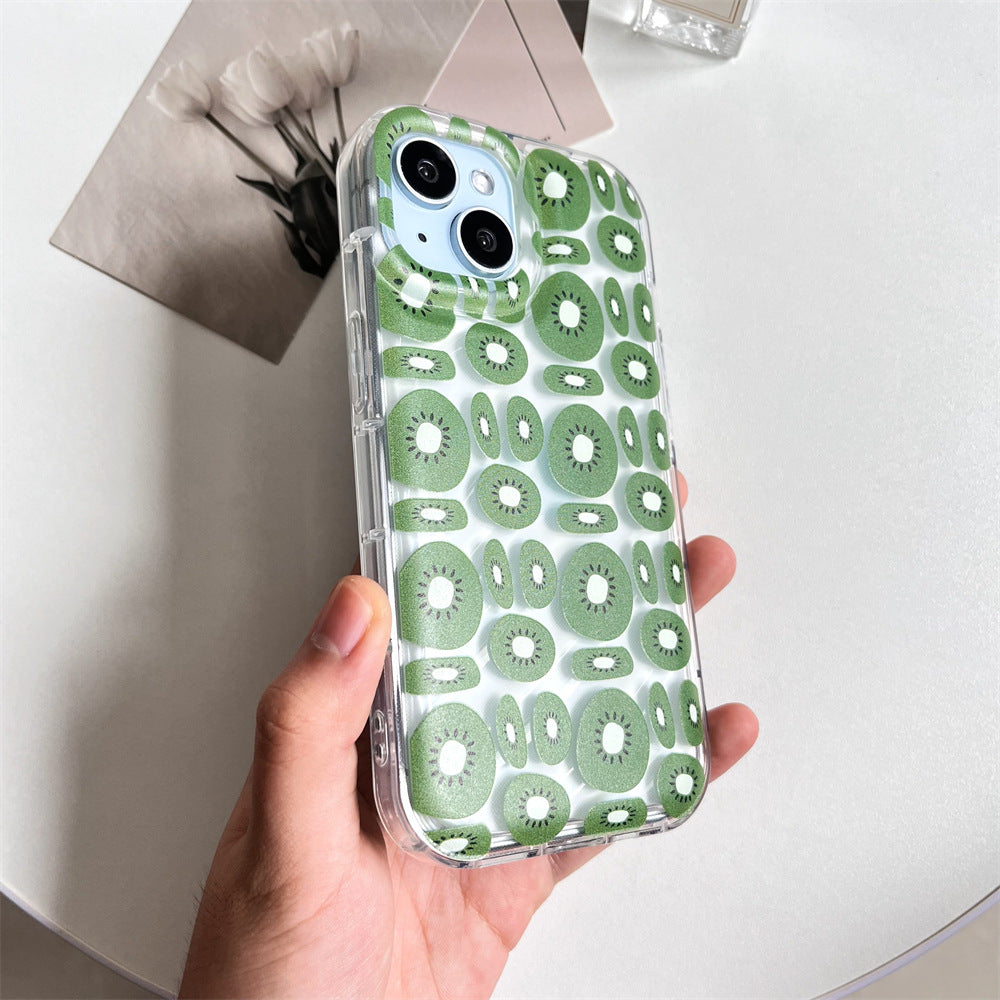 Étui téléphonique à fruits kiwis transparents