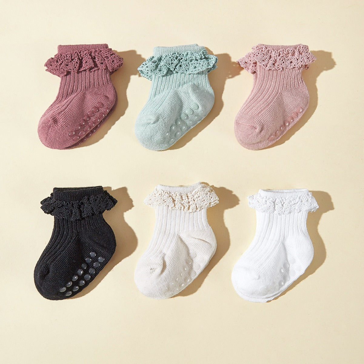 Printemps et été 6 paires bébé fille Dentelle Chaussettes Tube Chaussettes