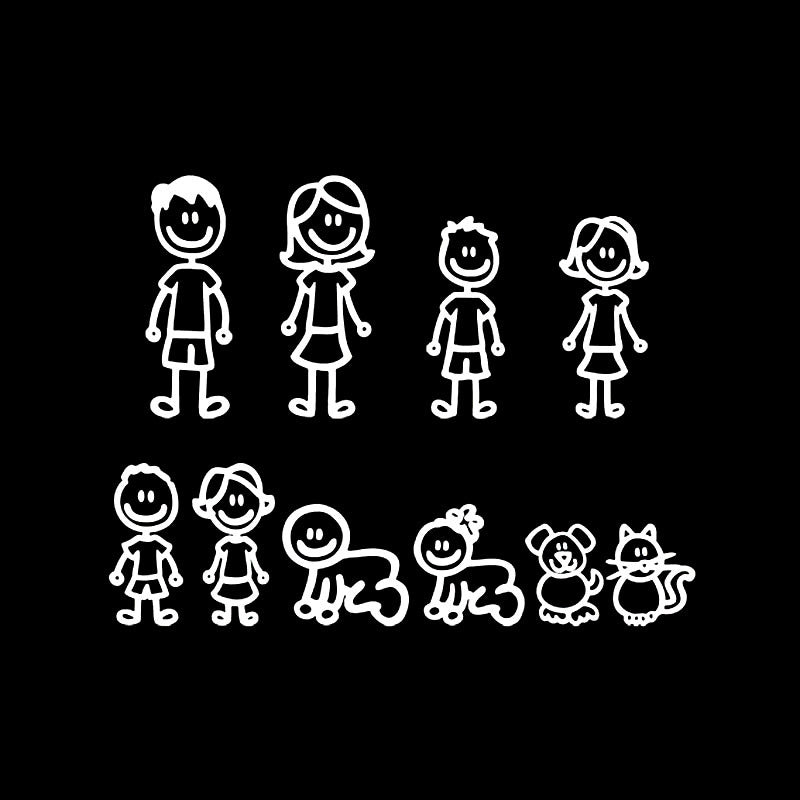 Stickers Voiture Cartoon Grande Famille Drôle