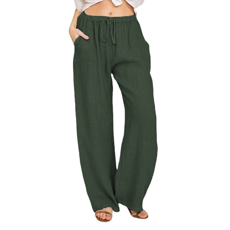 Linge de maison pour hommes Casual Loose Straight Long Pantalons Large-leg Respirant Linge de coton confortable