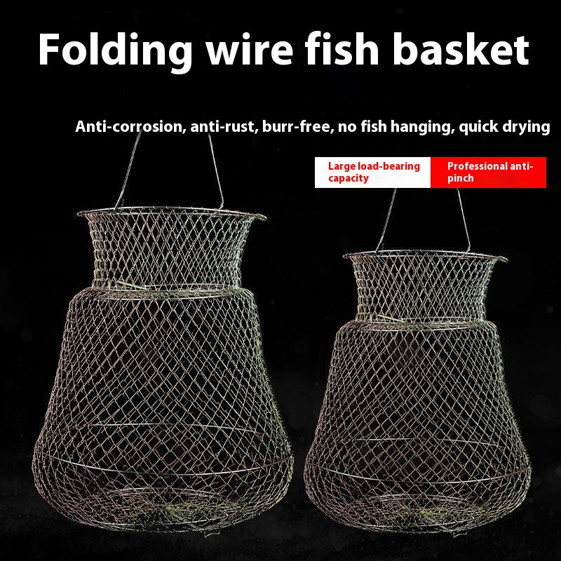 Fil en acier Fish Protection pliant panier Net Pocket Put Metal Inox Cage tissé