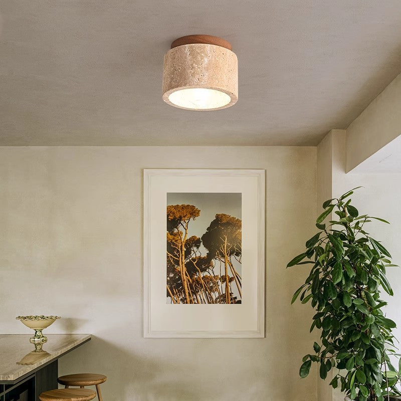 Japonais Wabi Sabi Style plafond clair Vintage jaune Cave Stone Mid Century ton crémeux S