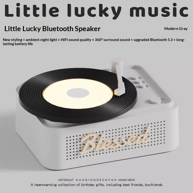 Lumière de nuit rétro de style vinyle et haut-parleur Bluetooth tout-en-un sans fil