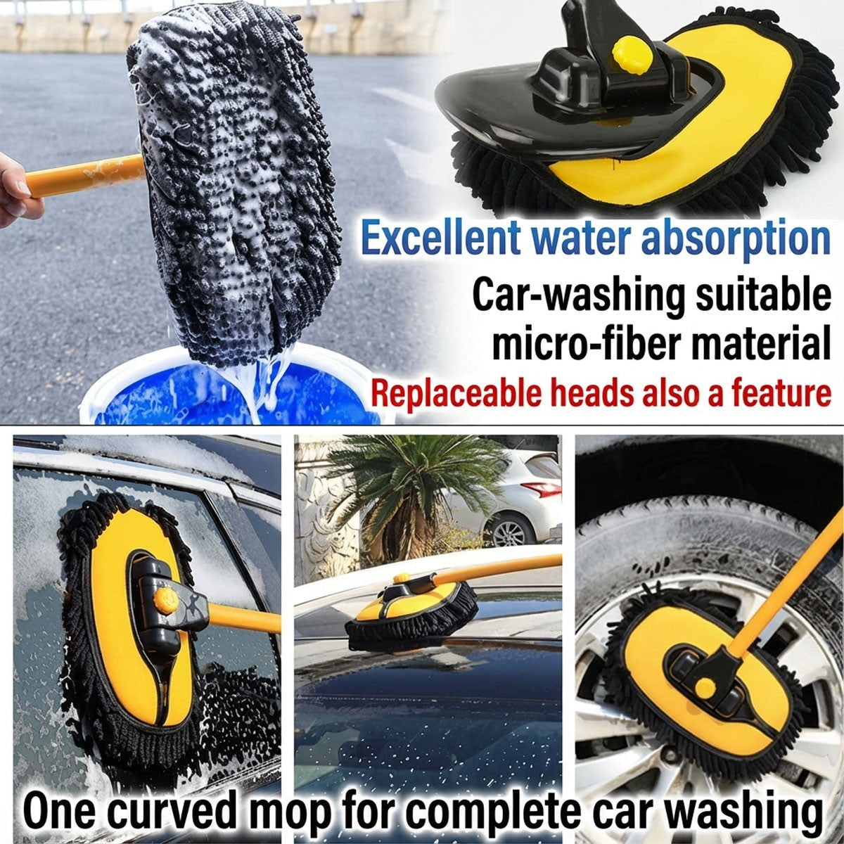 Kit de brosse télescopique de lavage de voiture Mop outil de nettoyage de véhicule à manches longues