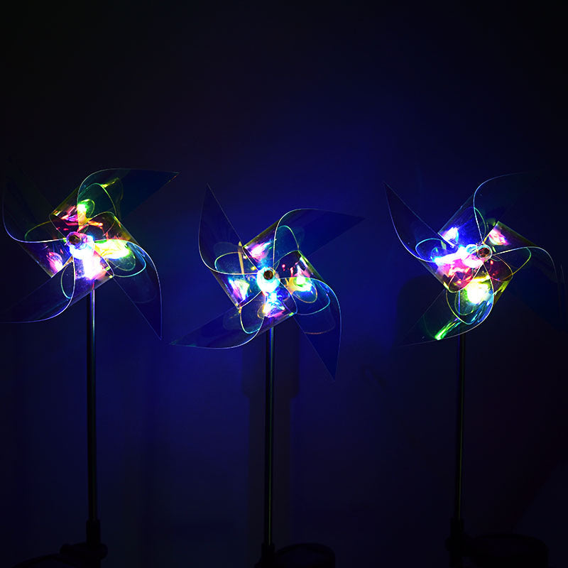 LED Solar Laser Magic Color Windmill Ground Plug House Lamp
