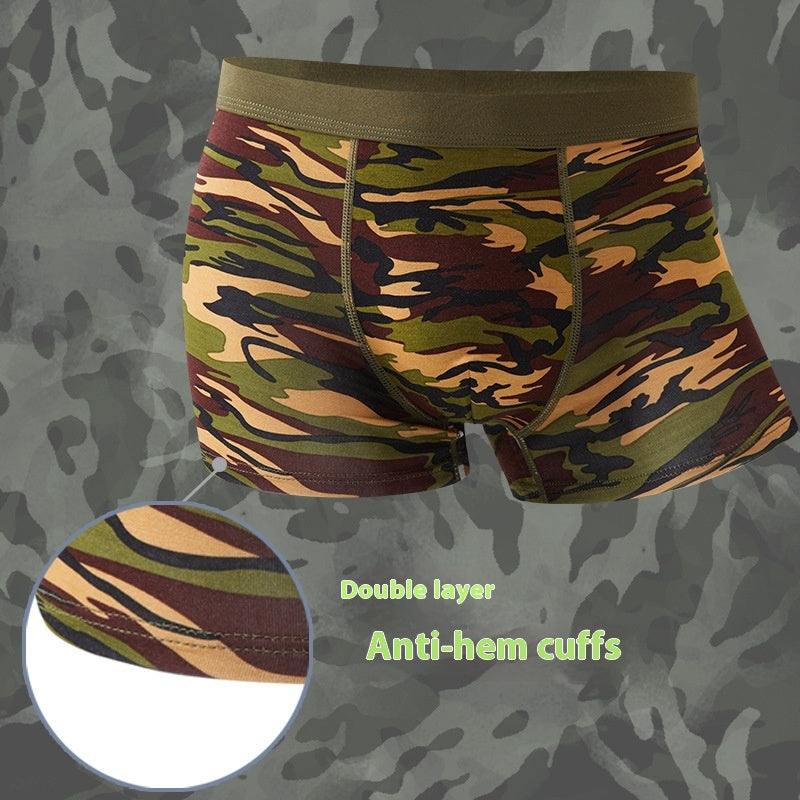 Sous-vêtements pour hommes Camouflage Boxers respirants modaux Boxers imprimés de taille moyenne