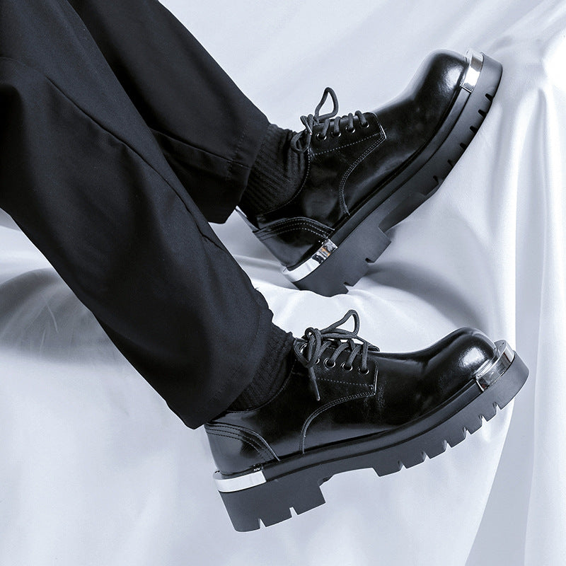 Chaussures en cuir pour hommes à semelle épaisse et mode
