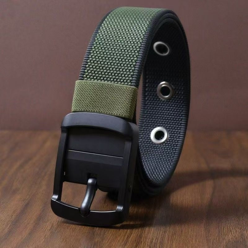 Ceinture de nylon rotative pour hommes avec boucle d'épingle double face