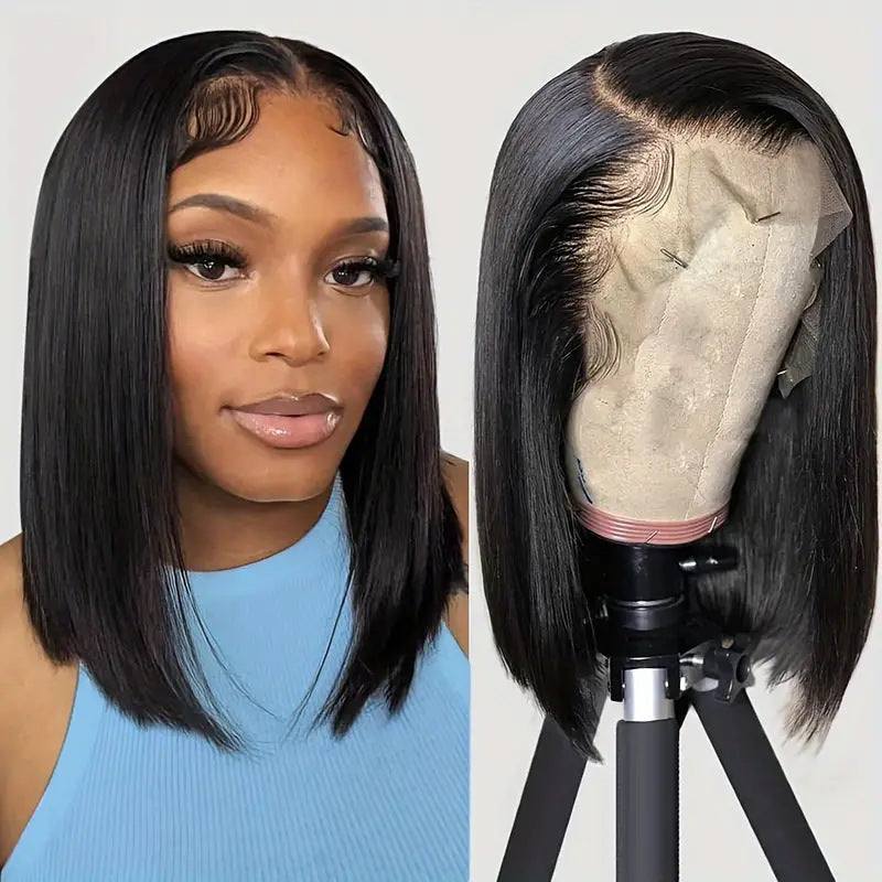 Short Bob Perruque devant Dentelle Amazon Bobhaircut Noir Court cheveux droits Perruque pleine tête