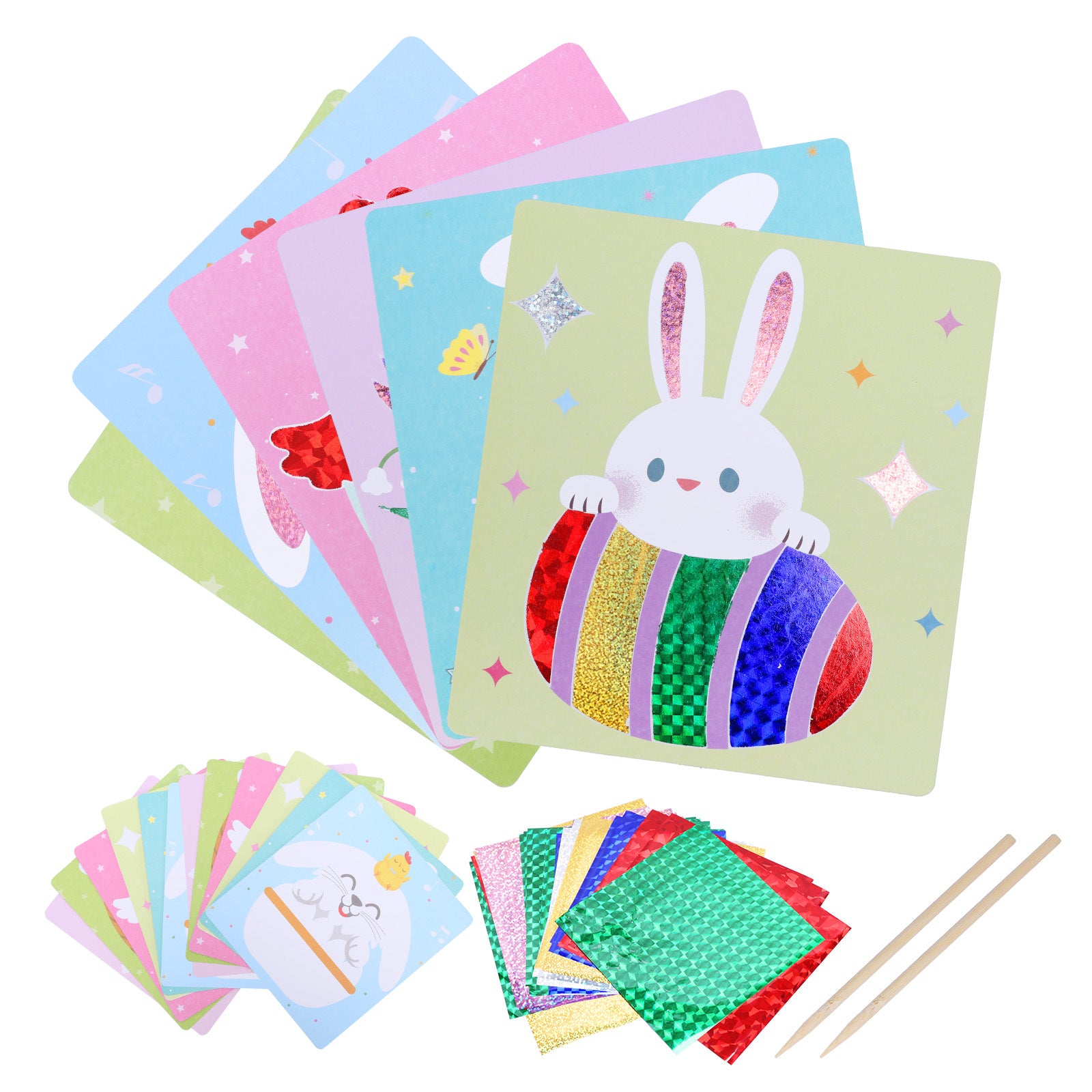 Artisanat de Pâques en papier – Set de 12 pièces avec motifs de Pâques métallisés pour le décorat de printemps créatif