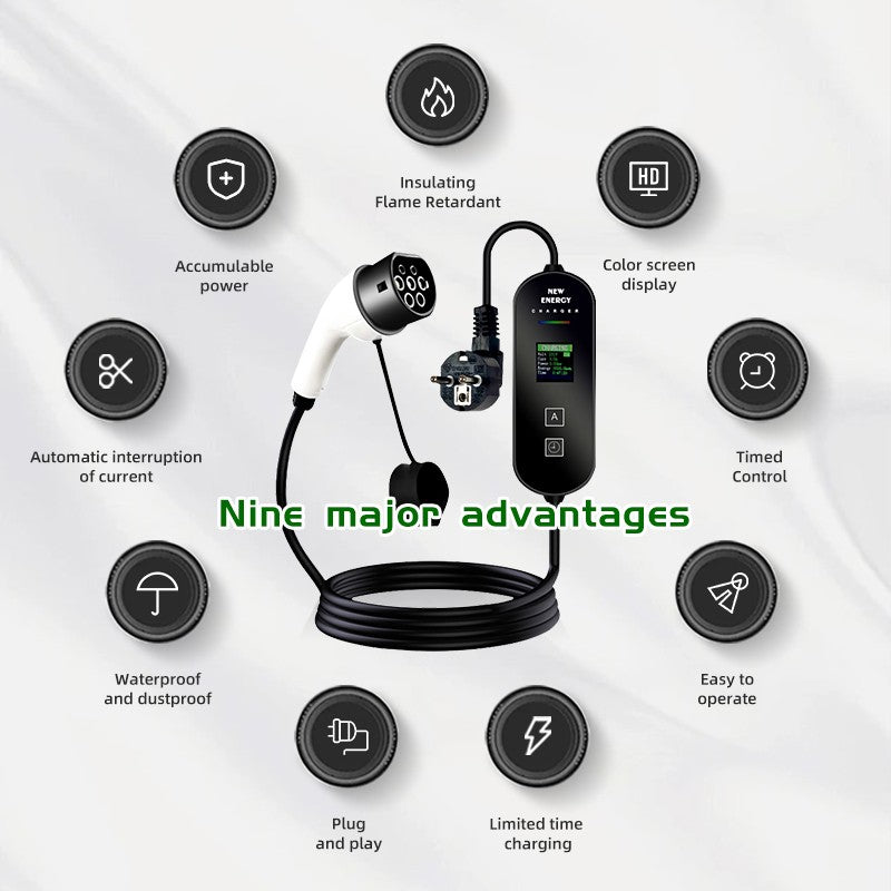 13A EV câble de recharge de type 2 UK Plug 3 broche électrique voiture chargeur 3.5KW