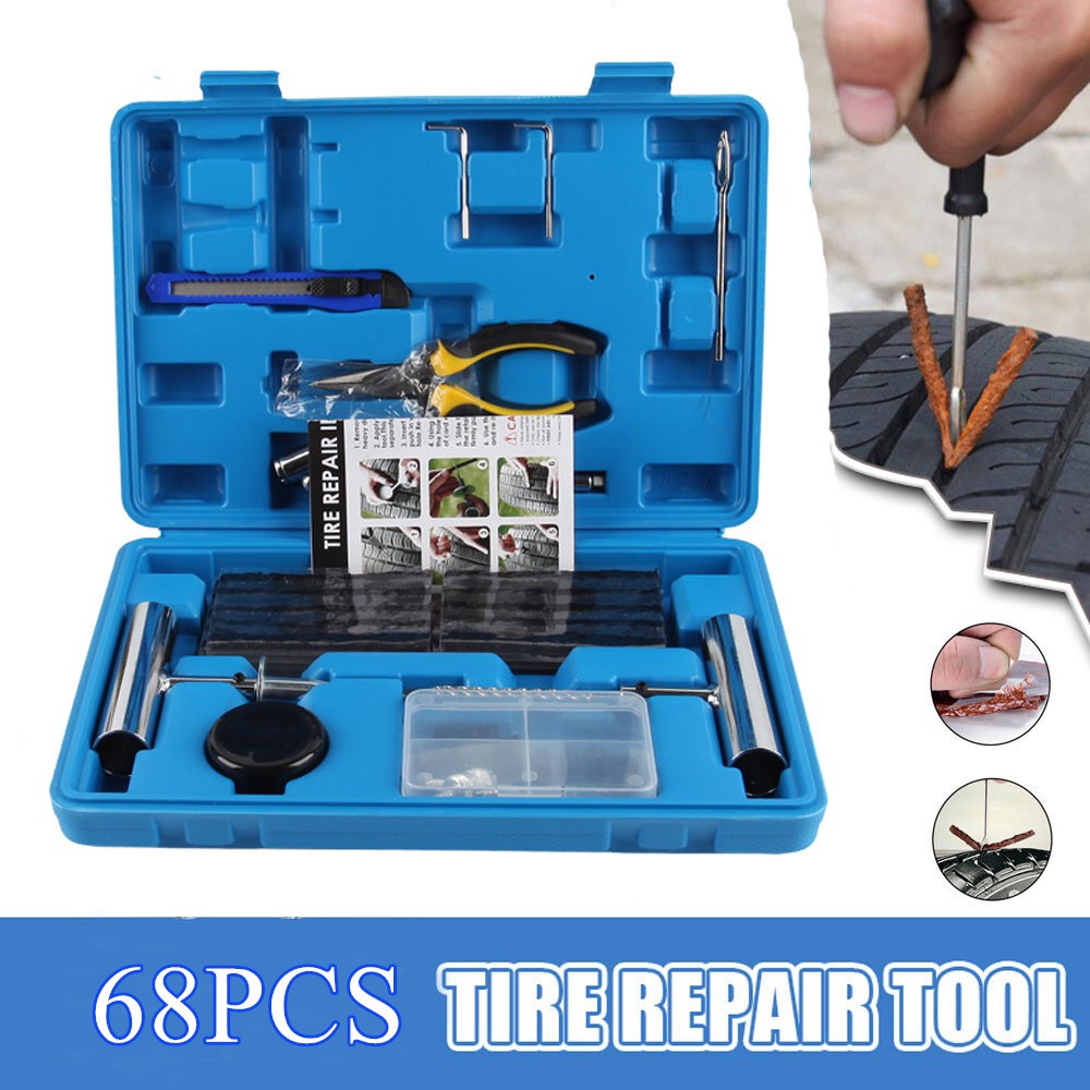 68Pcs lourd de série pneumatique Poncture Kit de réparation Outil Tubeless voiture bande de roulement de pneus