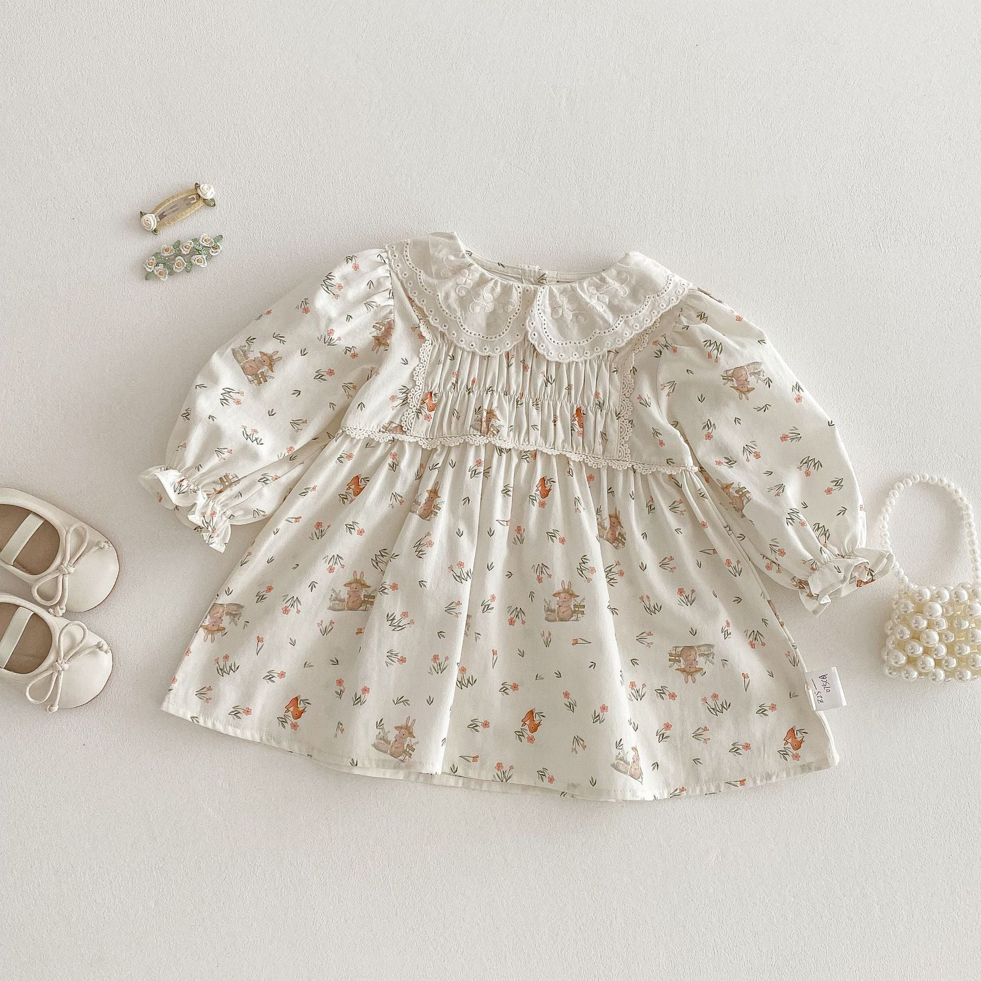 Bébé Saison Coréen Style Lapin Robe de Princesse Florale
