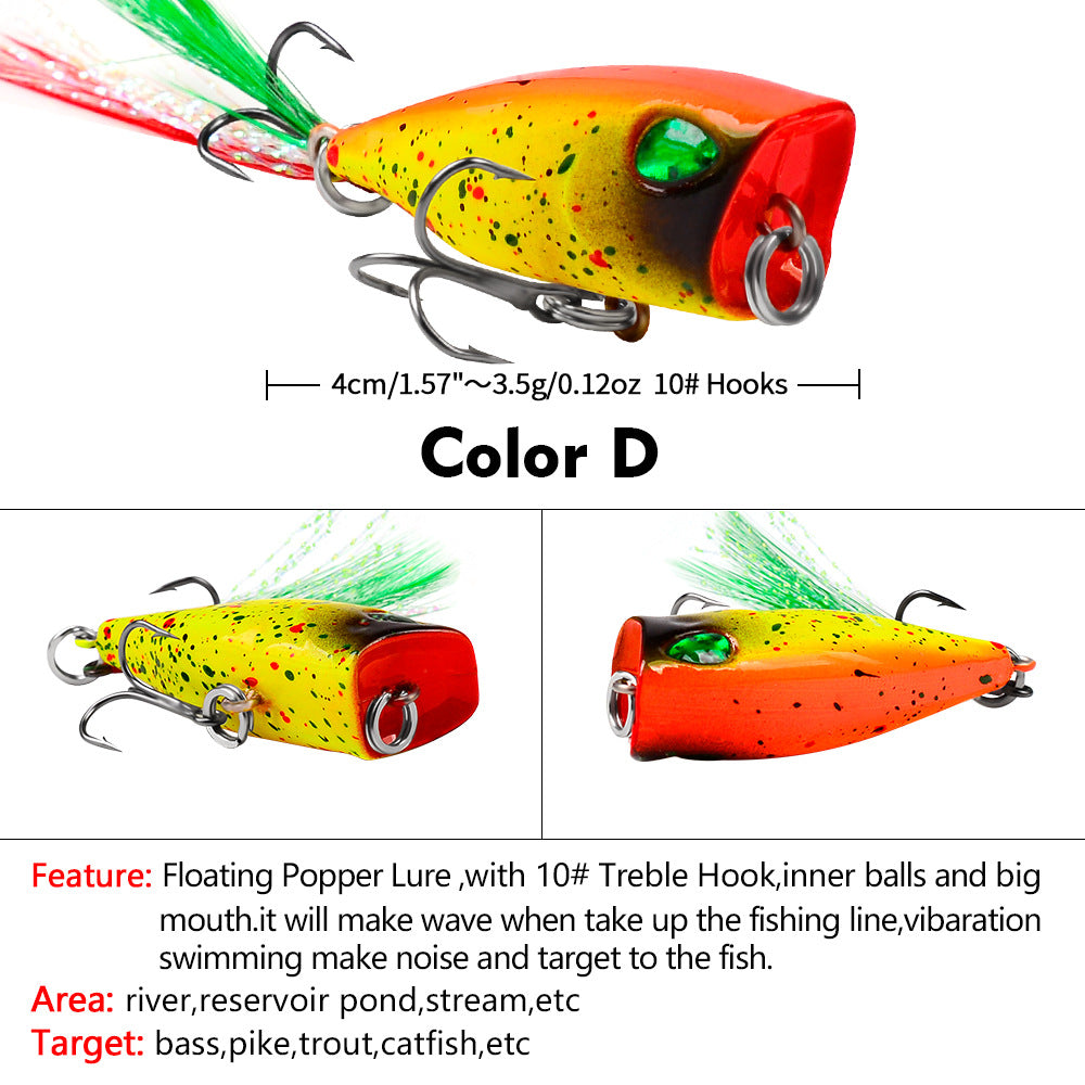 Lure bionique de plume en plastique coloré créatif