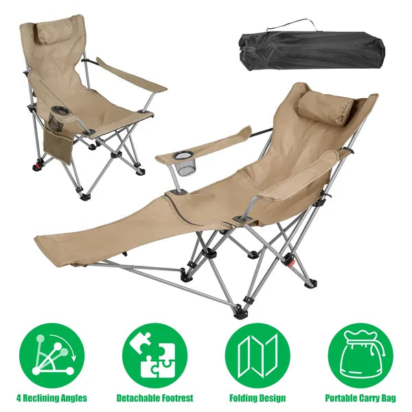 Chaise de camping inclinable extérieur 95-160 Angle réglable carbone acier cadre lourd Du