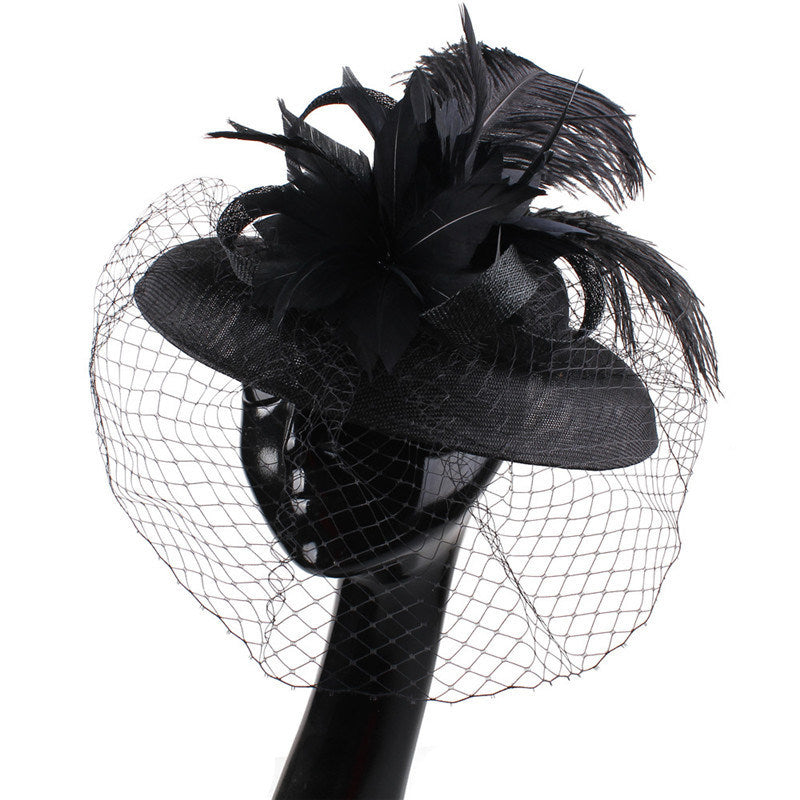 Fascinateur retro de style français Tulle avec plumes et fleurs
