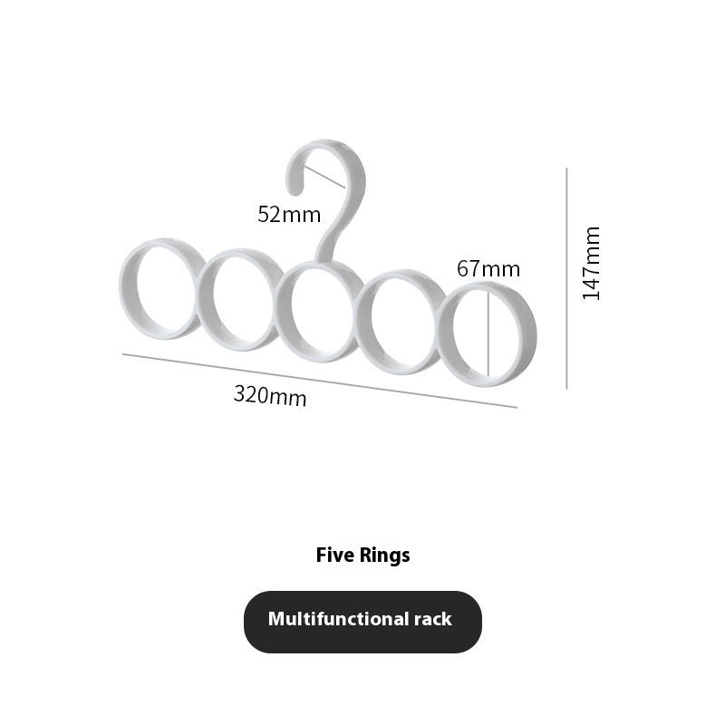 Hanger de vêtements blancs avec boucles en plastique créatif 15-ring sac écharpe