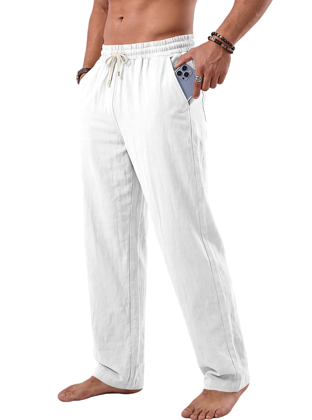 Pantalons en coton lavés, de style américain pour hommes