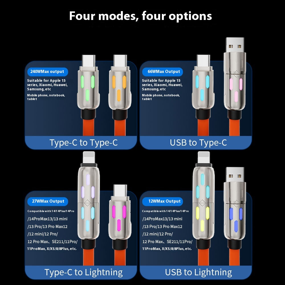 Adaptateur d'extension Real Silicone Data Câble de recharge de voiture quatre en un