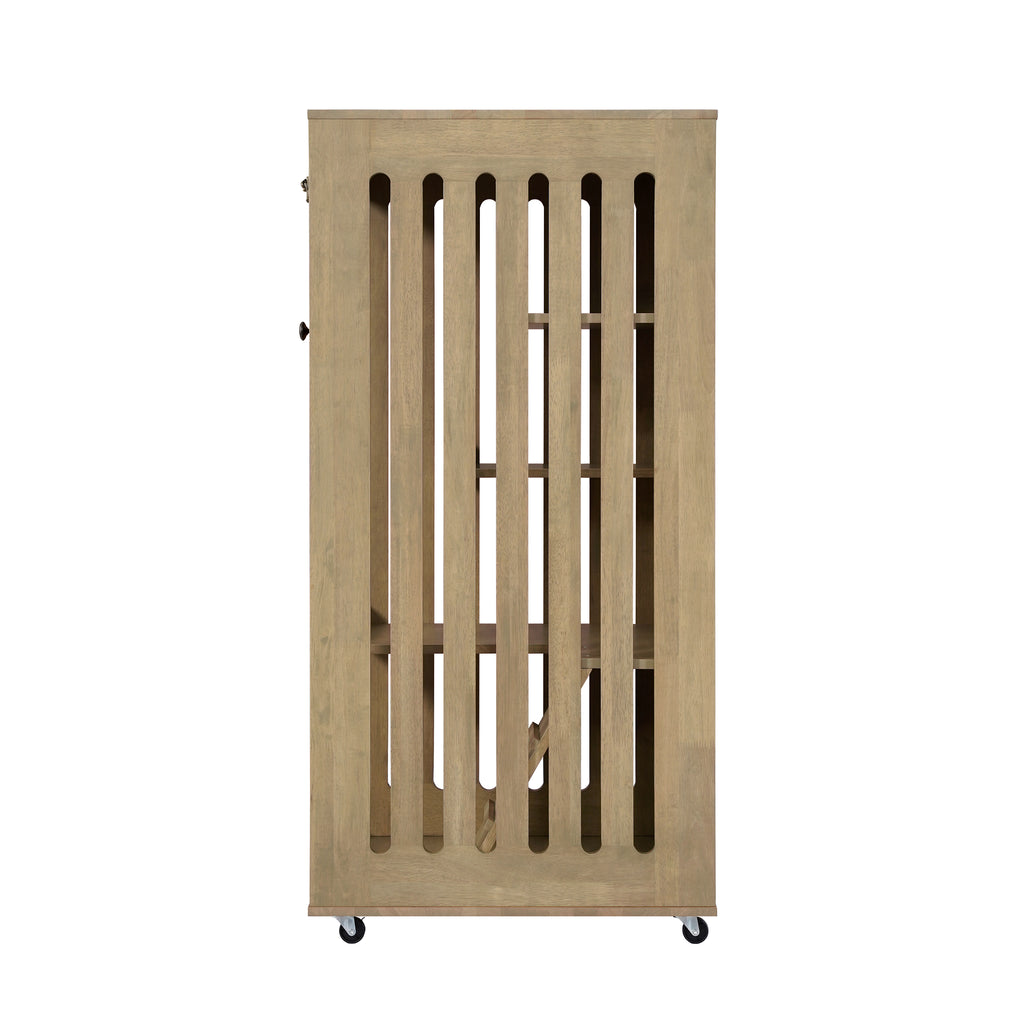 Armoire de chat en bois de caoutchouc Basia avec roues