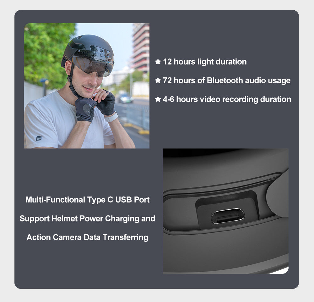 Caméra casque d'équitation avec bluetooth Turn Taillight Flashing
