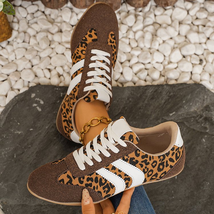 Cross Border Leopard Print Couleur Bloqué Allemand Chaussures de formation pour femmes