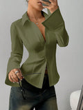 Chemise à manches longues pour femme polyvalente européenne et américaine