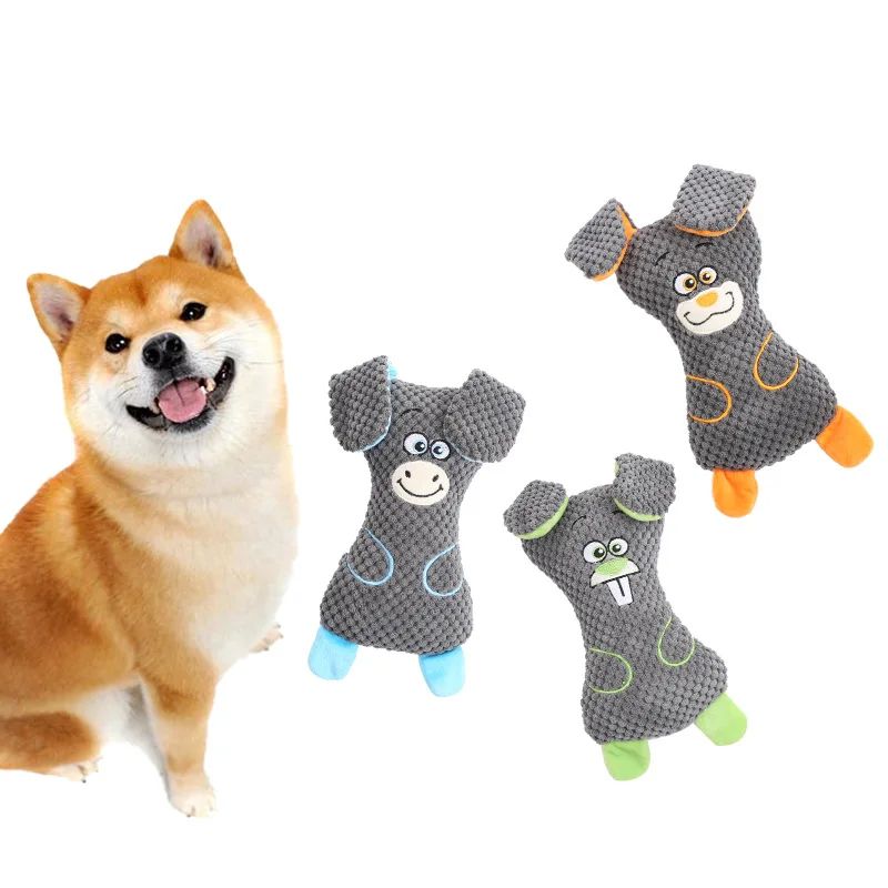 Jouets en peluche de chien Squeak mignons formes animales Grin de dents et de dents propres Pla interactif