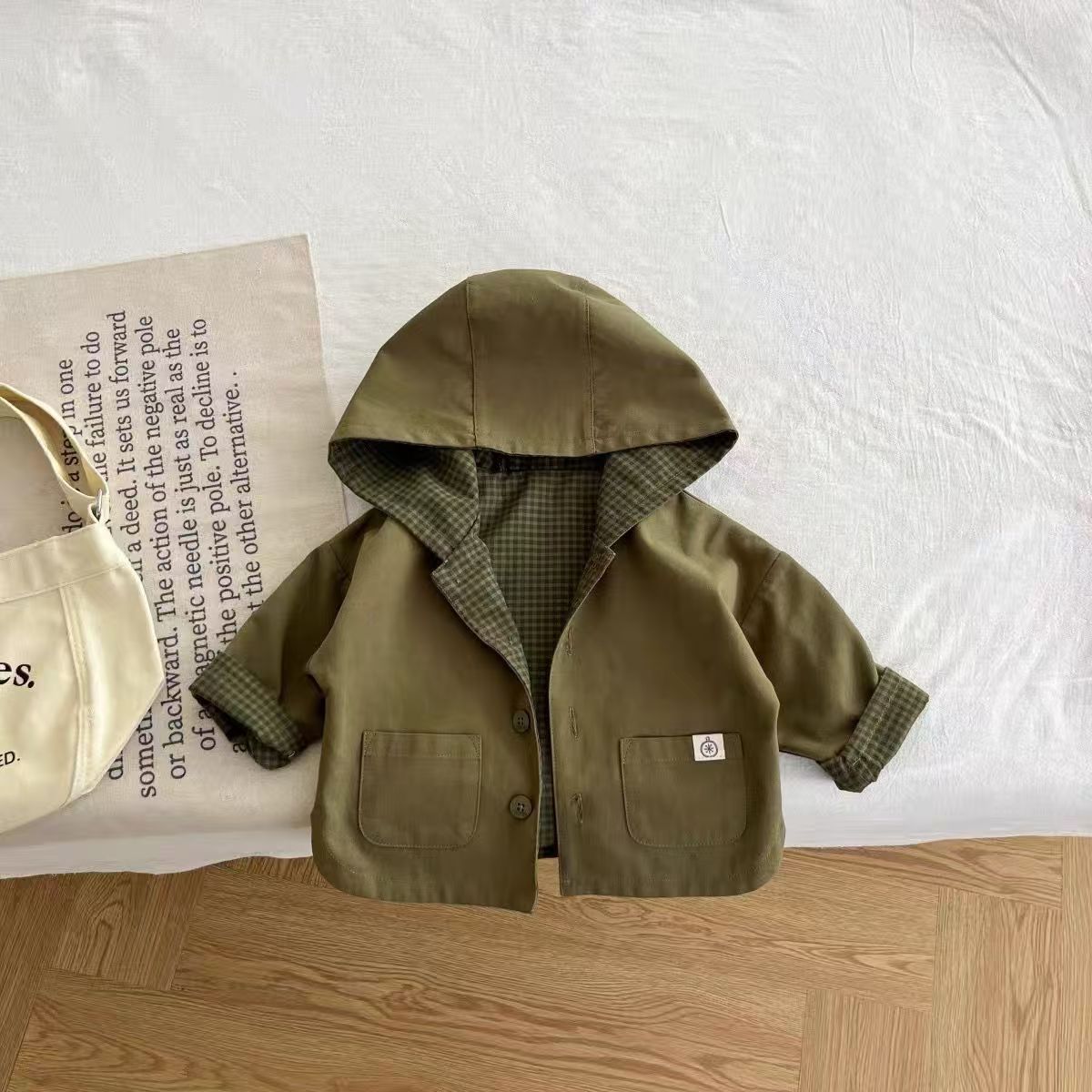 Manteau de trench à capuchon à la mode coréen pour garçons