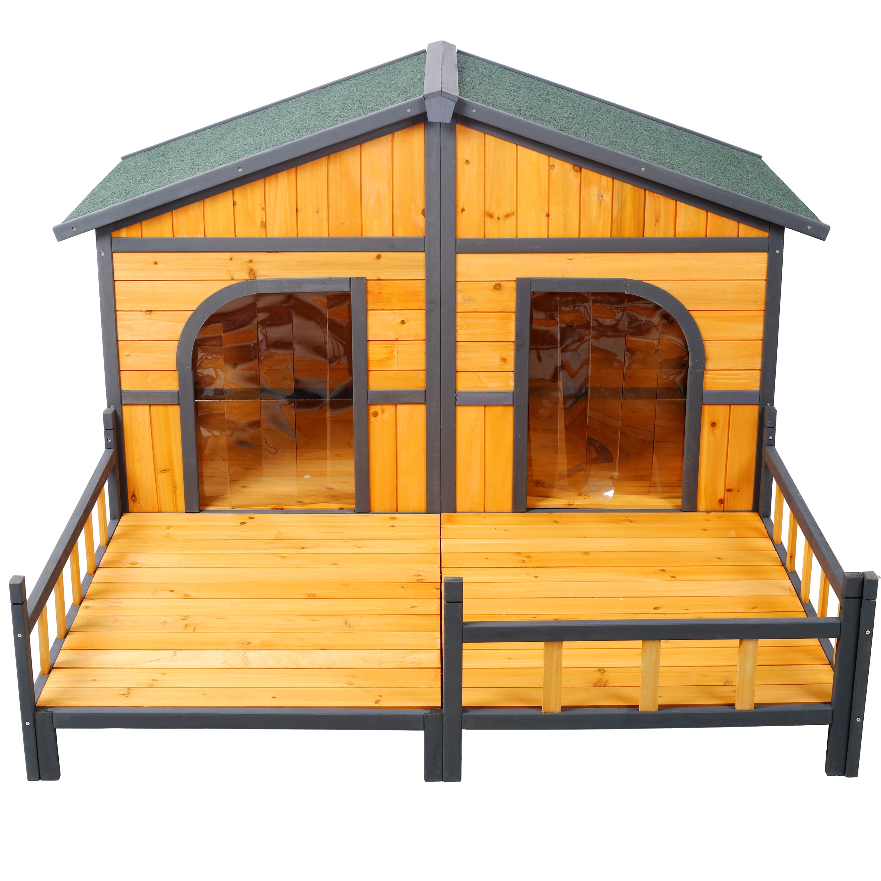 Grande maison de chien en bois extérieur Double XL Kennel de chien avec plancher élevé et porche