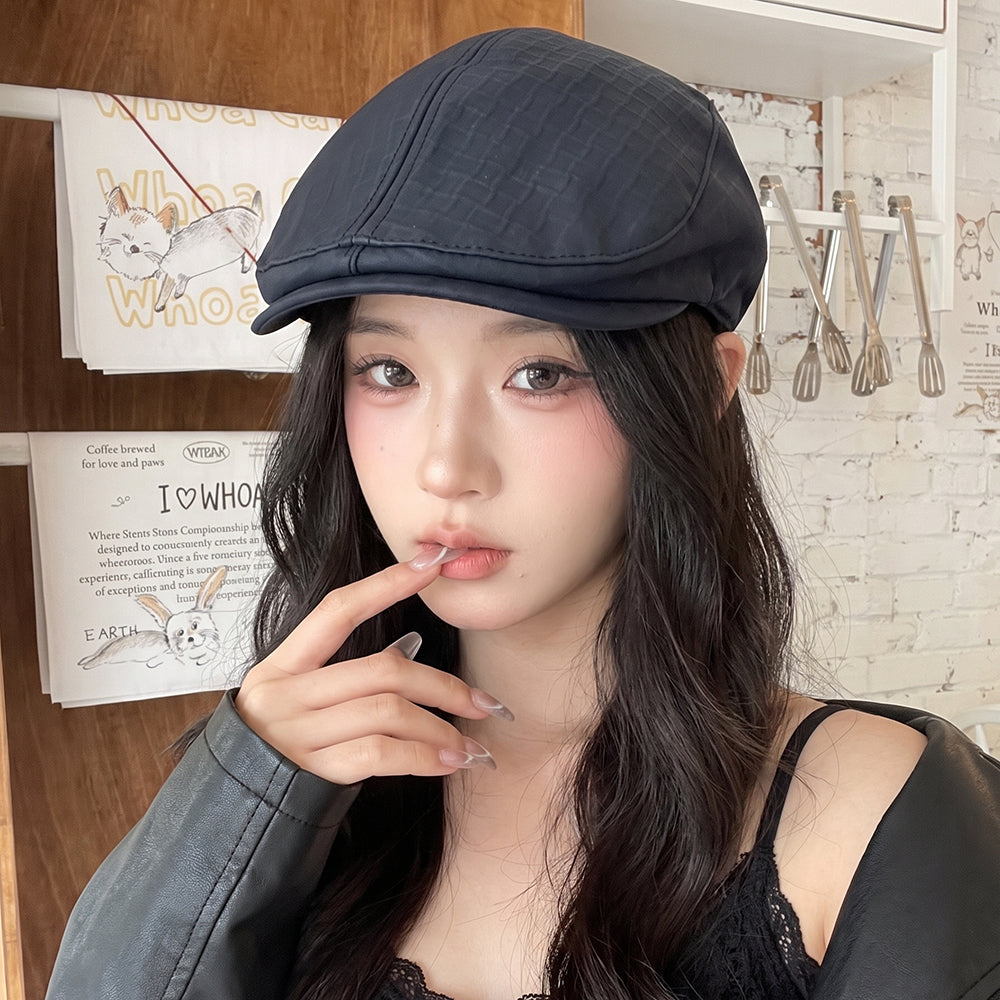PU Embossed Check Pattern Forward Cap