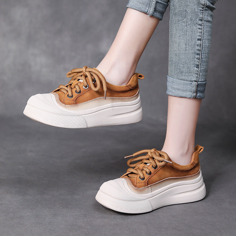 Chaussures en cuir de vache à grains complets pour femmes