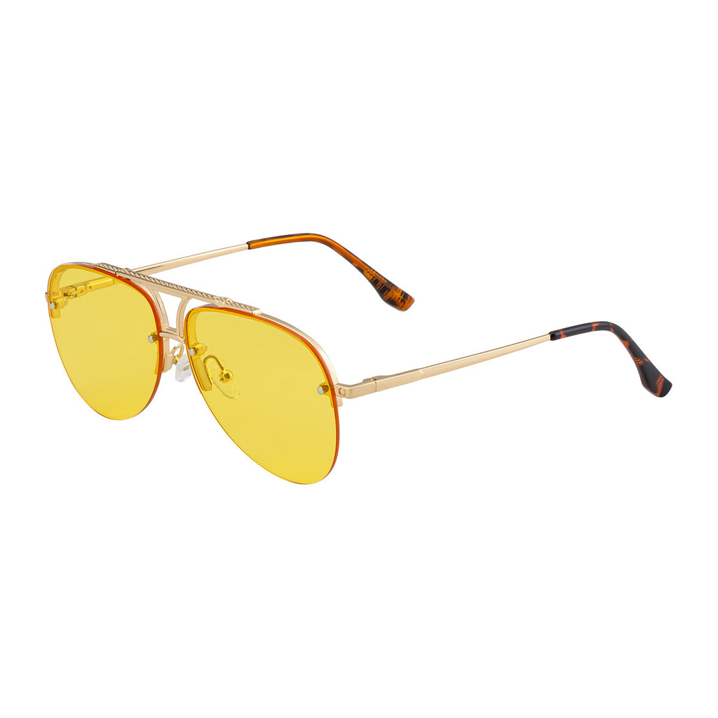 Lunettes de soleil en métal à demi-cadre pour homme