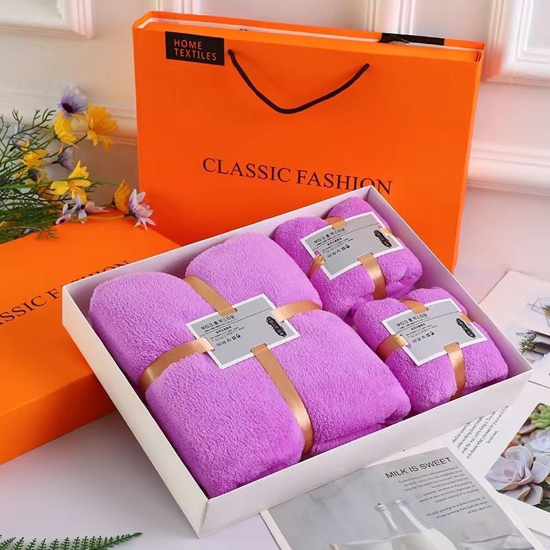Ensemble de 3 pièces de serviette de bain en polaire de corail