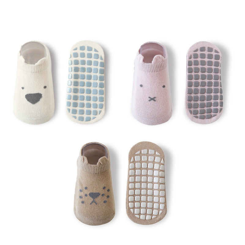Bébé Coton Non-dérapant Refroidissement intérieur Apprendre à marcher Chaussettes de bateau courtes