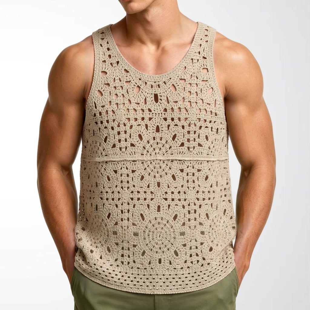 Vieux crochet Hollow-out Sleeveless Veste