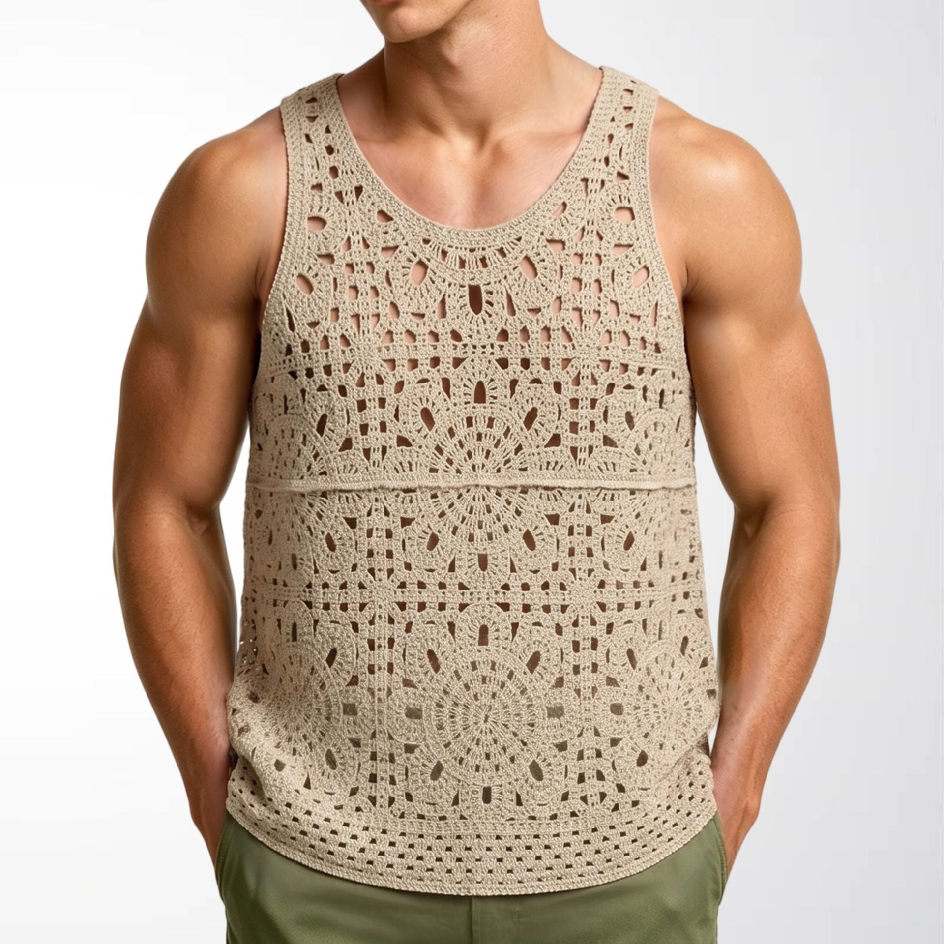 Vieux crochet Hollow-out Sleeveless Veste