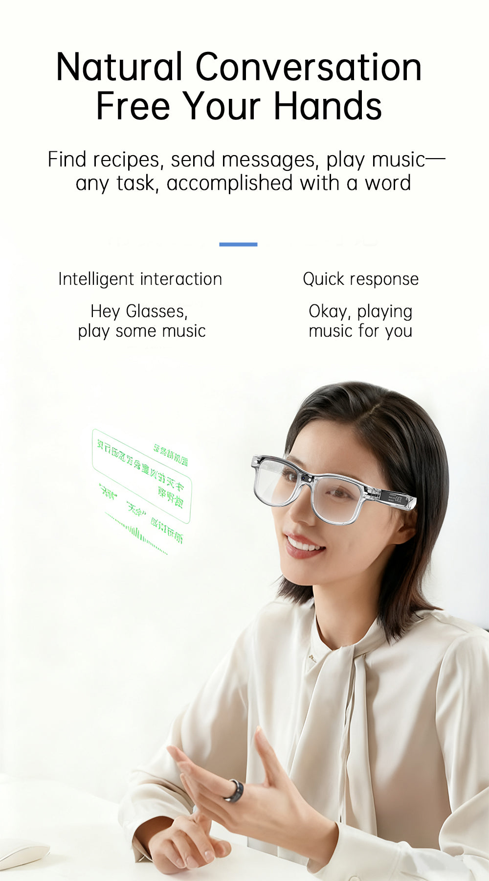Lunettes de soleil Bluetooth pour la traduction d'appel musical G3