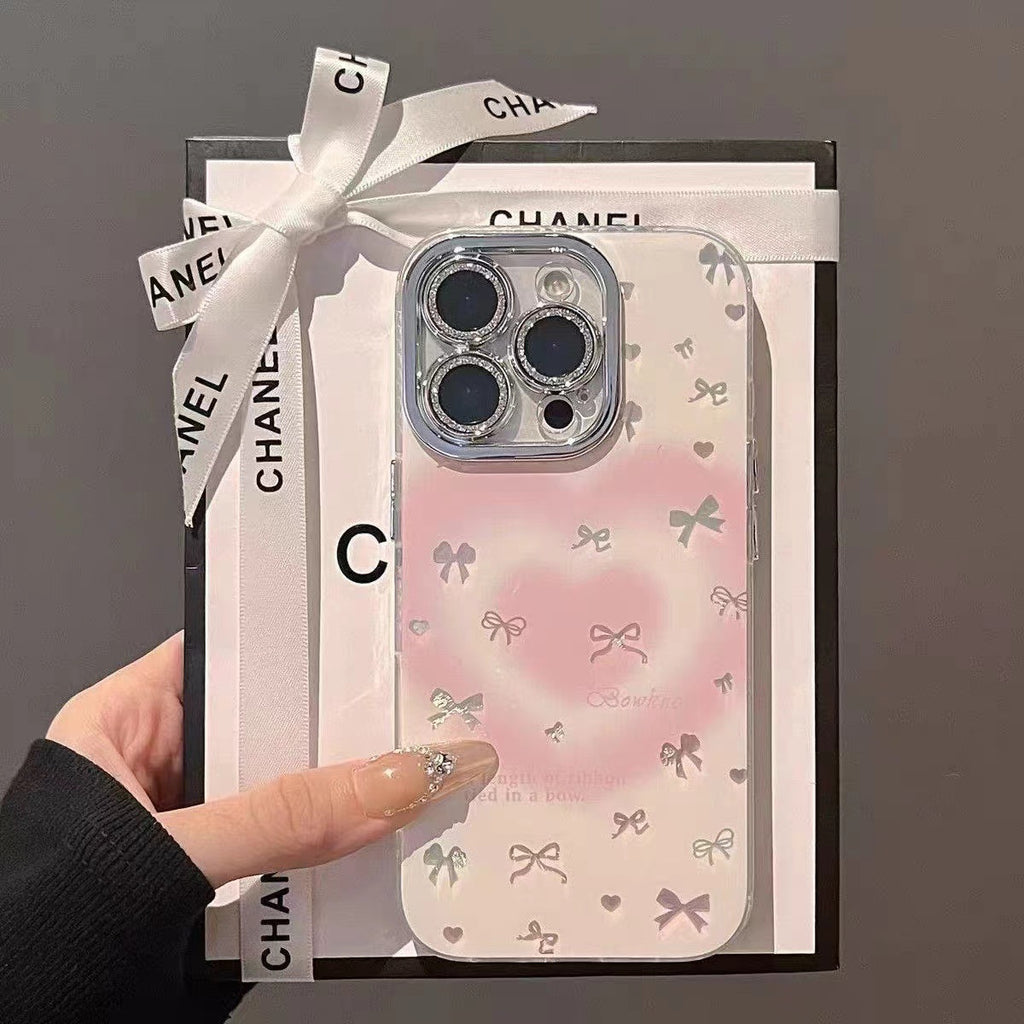 Cas de téléphone brouillé de coeur Bow