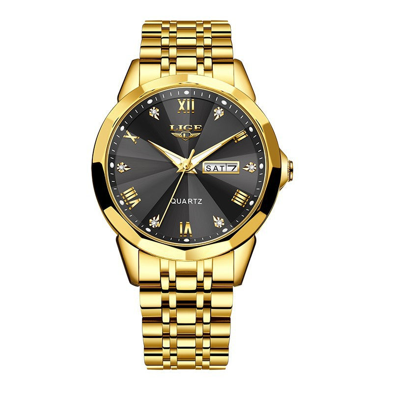 Montre Quartz Lumineuse étanche à double calendaire pour hommes